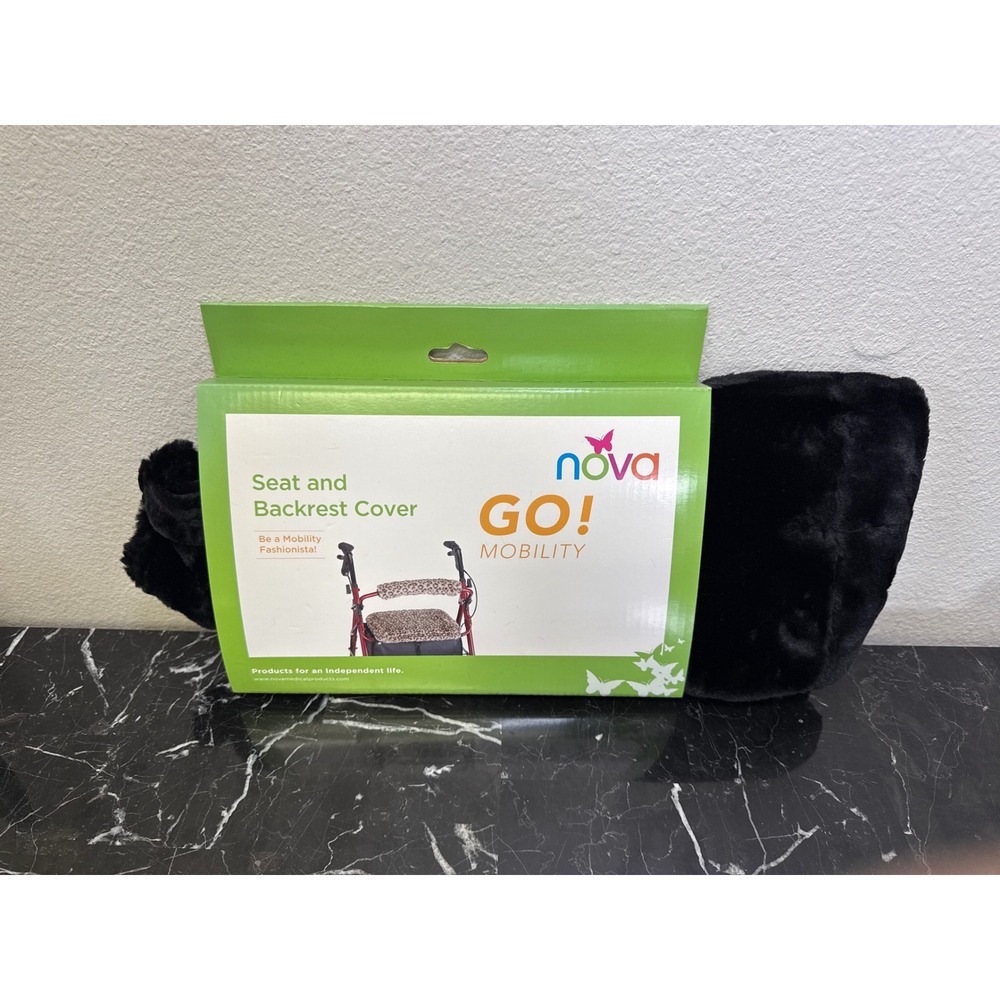 Nova GO Mobility Walker Seat and Backrest Cover Black Puma 4007BP Faux Fur‎ Set